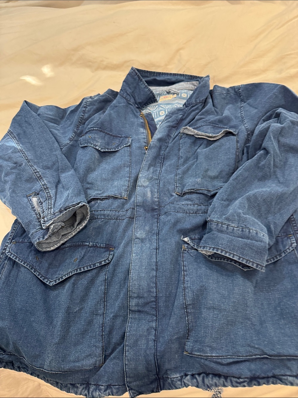 Faherty Distressed Indigo Field Jacket - Blue